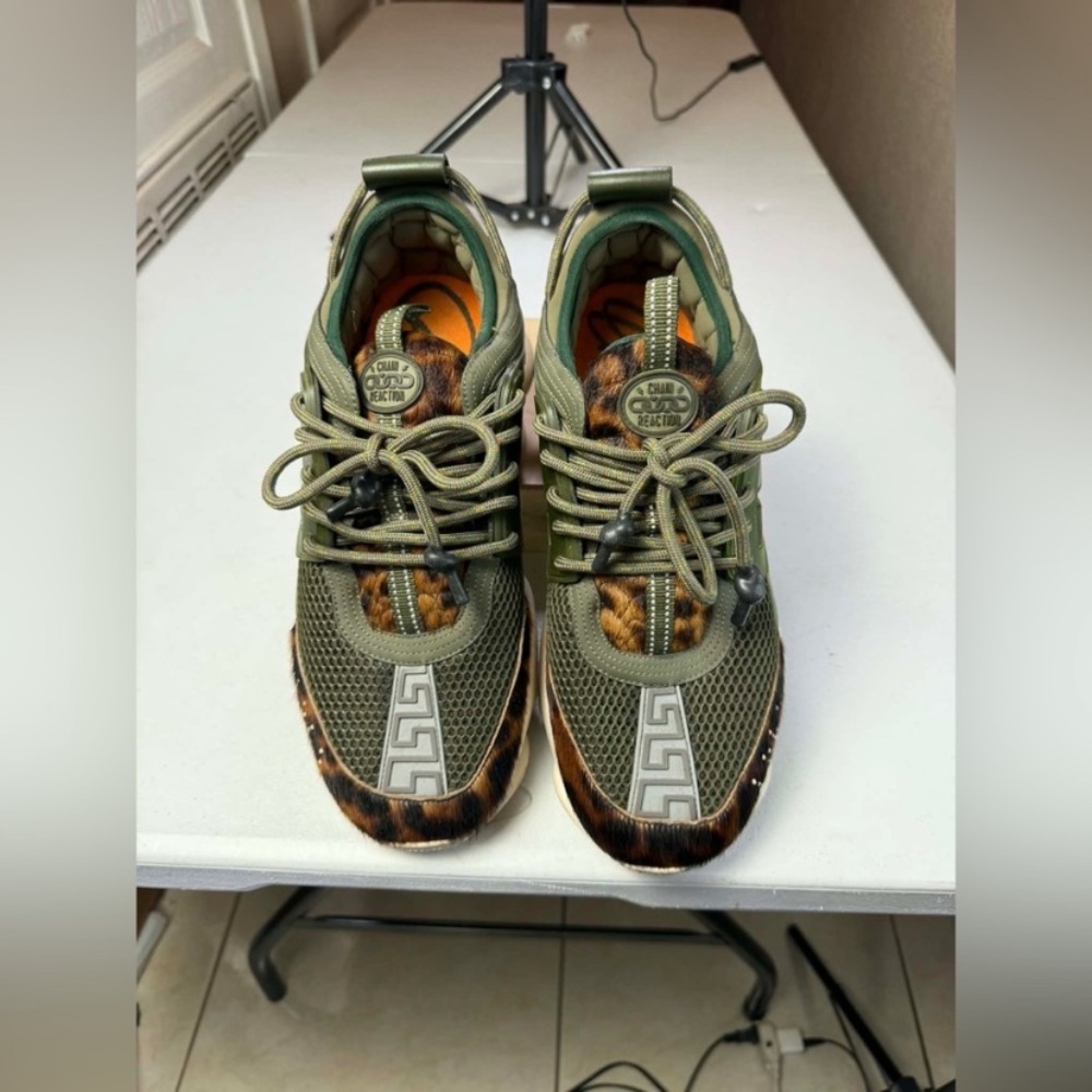 Versace Chain Reaction Animal Sneakers sz 43 Made It Italy Men's 10 - Picture 2 of 14
